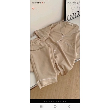 [𝗩𝗮̉𝗶 𝗧𝗵𝗮́𝗶 𝗟𝗼𝗮̣𝗶 𝟭]-Bộ Đồ Ngủ Pijama Tay Ngắn-Có Túi Quần.