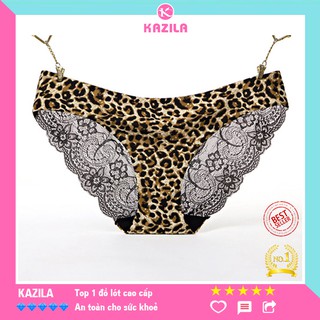 Quần lót  ren nữ thun lạnh phối ren sau mông hoạ tiết cá tính, quần lót ren sexy siêu mỏng Kazila QLR15