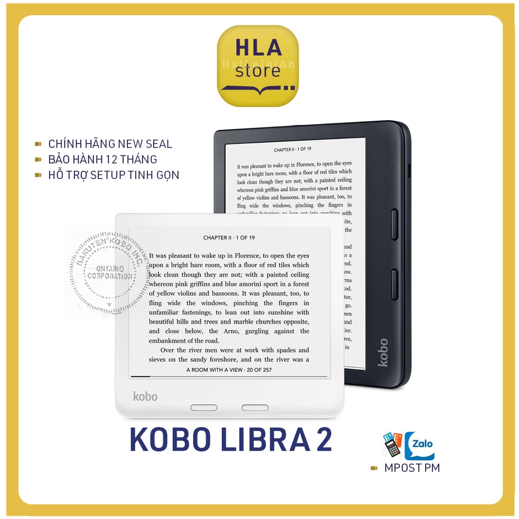 Máy đọc sách Kobo Libra 2 - 7inch Carta 1200, 32Gb, 100% newseal - bảo hành 12 tháng - hàng chính hãng