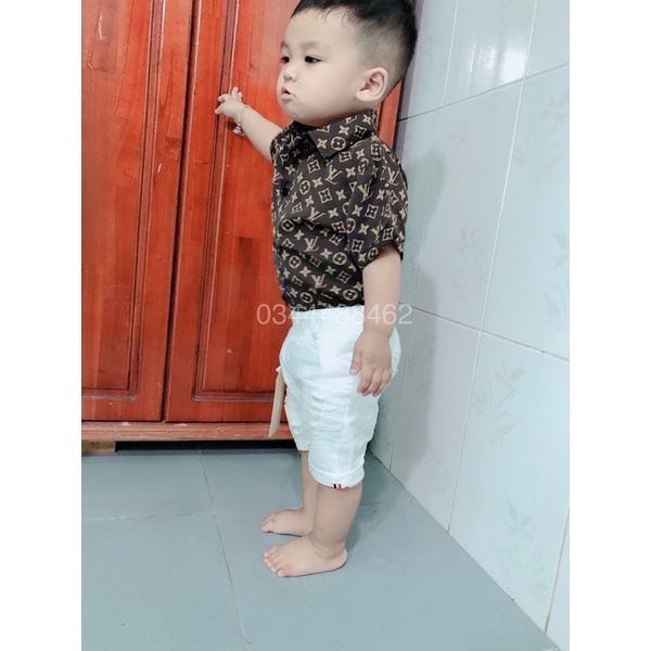 Bộ áo sơ mi LV kèm quần jean cho bé trai