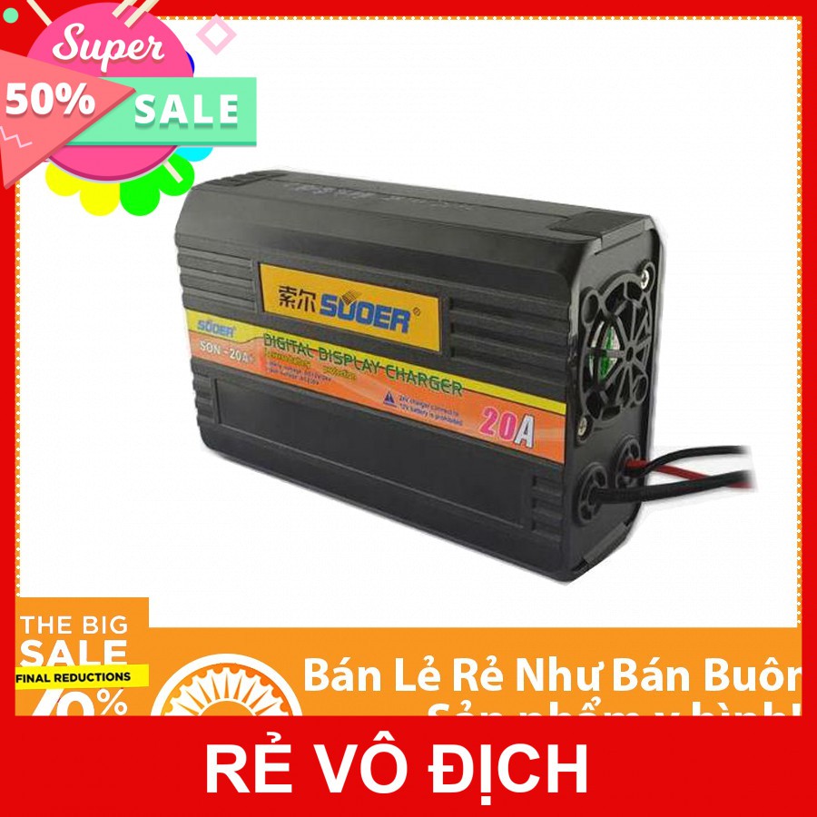 Bộ Sạc Bình Acquy 12V - 24V Tự Động Suoer Son-20A+