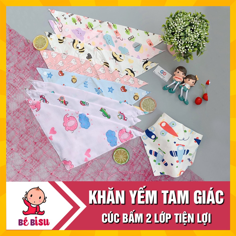 Combo 5 Yếm tam giác 2 lớp có cúc bấm điều chỉnh tiện lợi