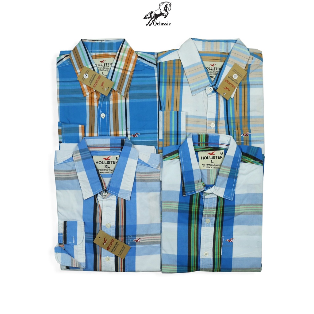 Xả kho áo sơ mi nam tay dài Hollister vải cotton 100% thoáng mát, thấm hút mồ hôi tốt