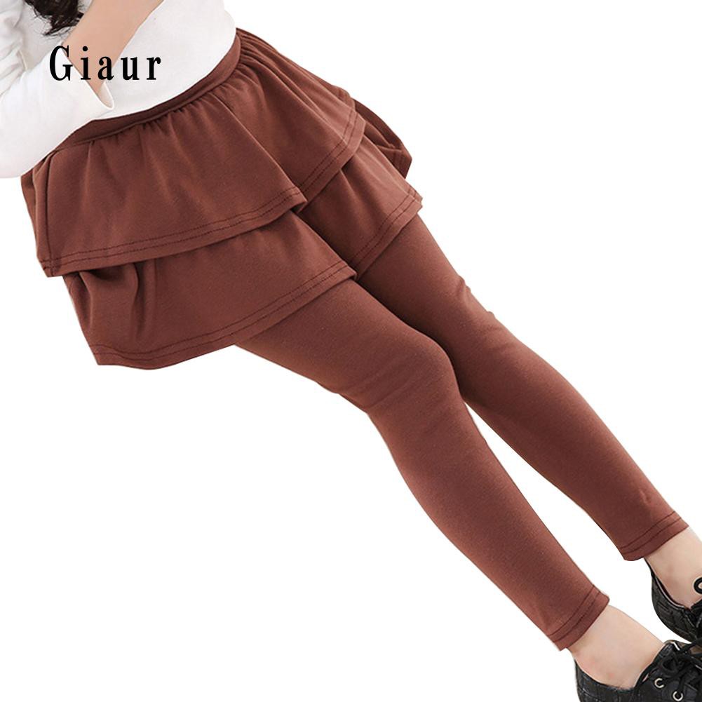 Quần váy phối bèo màu trơn dễ thương cho bé gái