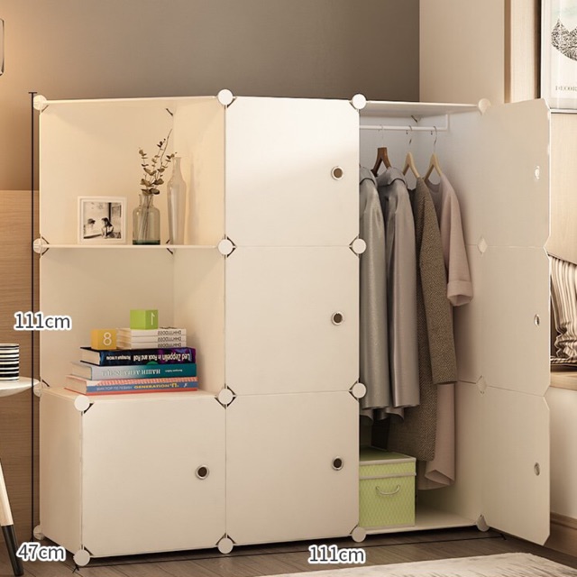TỦ NHỰA LẮP GHÉP 9 Ô GỒM 2 KỆ GÓC ĐỂ ĐỒ ĐA NĂNG SÂU 47cm. Tặng kèm 1 treo đồ. Tuỳ chọn màu và mẫu