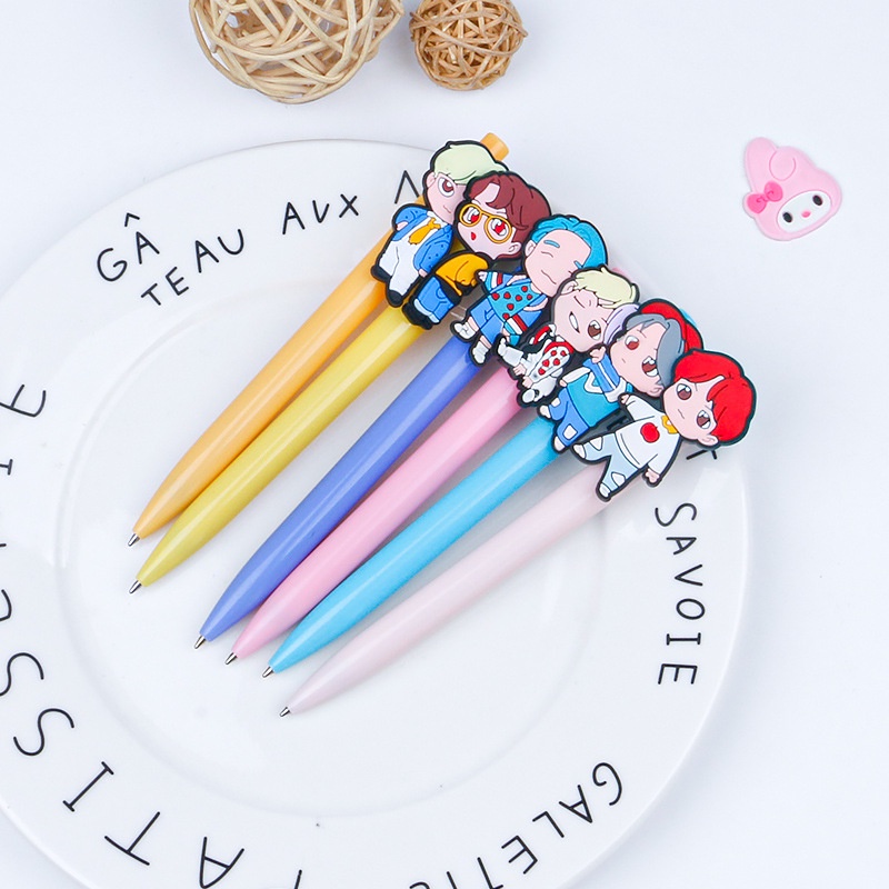 Bút Mực gel Mềm Hình BTS Hoạt Hình Dễ Thương Cho Học Sinh