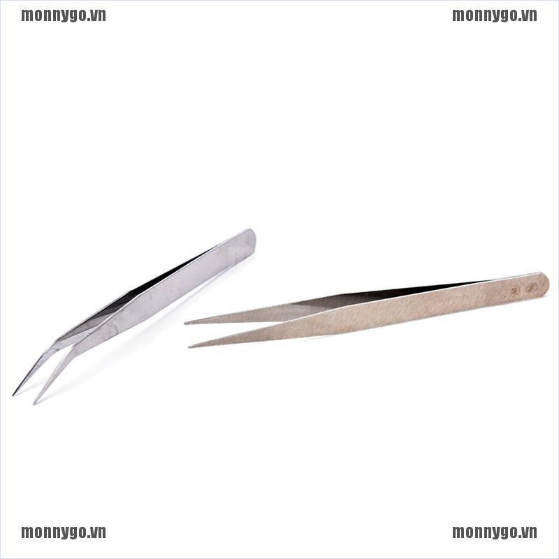 2 Nhíp Gắp Đầu Cong / Thẳng Bằng Thép Không Gỉ