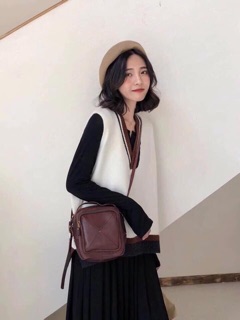 Áo len gile cổ tim style hàn quốc