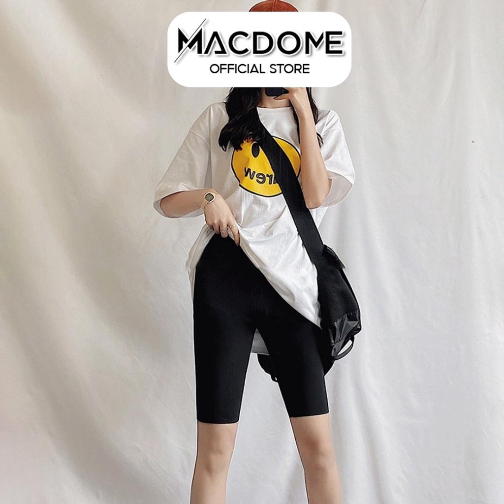 Quần legging nữ đùi MACDOME thun cạp cao biker lửng ngố đồ mặc nhà dáng ôm bó lưng thun bigsize tập gym yoga LG002