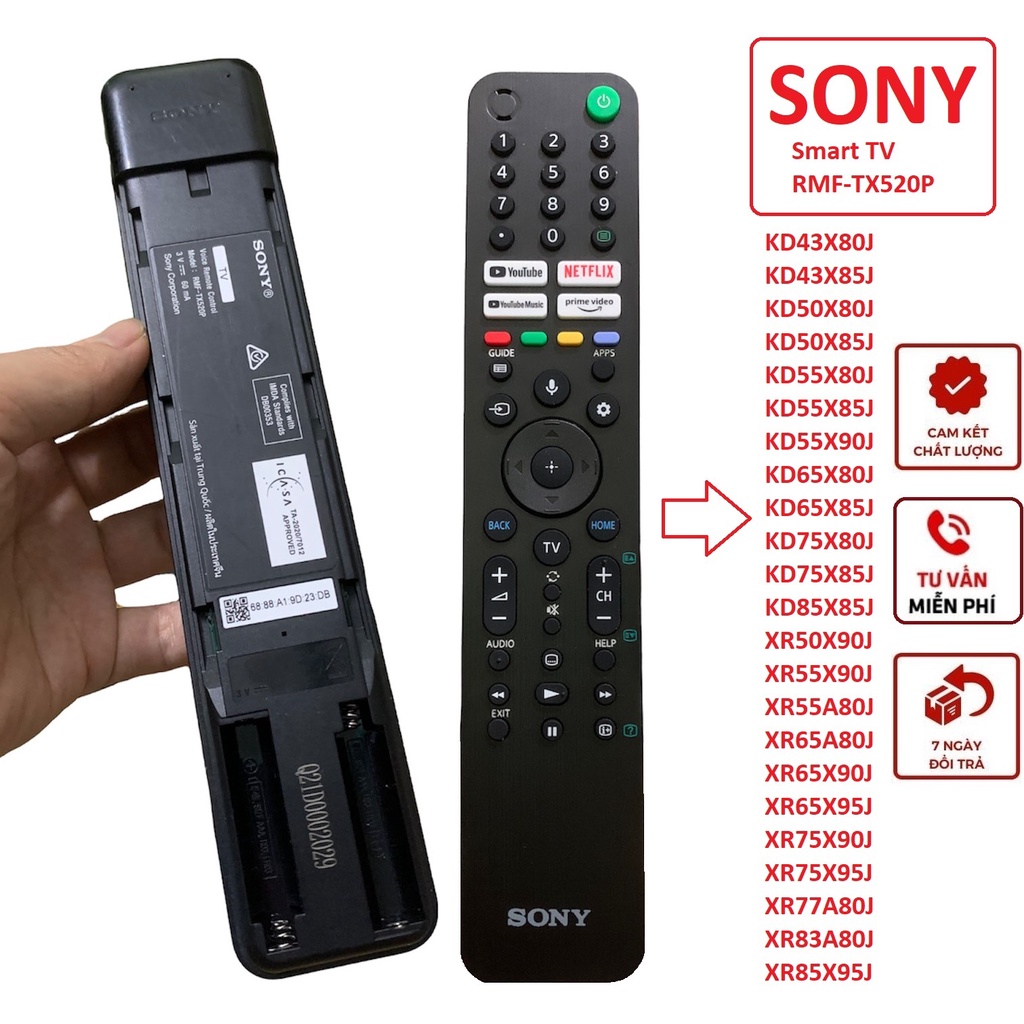 Điều khiển tivi Sony Smart giọng nói 4K 8K thông minh RMF-TX520P  tx520u tx500p BH 6 tháng các dòng từ 50inh đến 85 inh