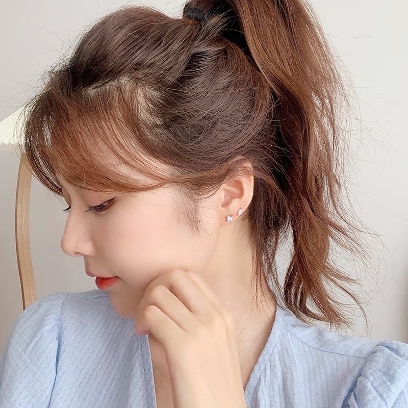 Set bông tai MANYUE mini mạ bạc 925 đính đá zircon phong cách đơn giản hợp thời trang