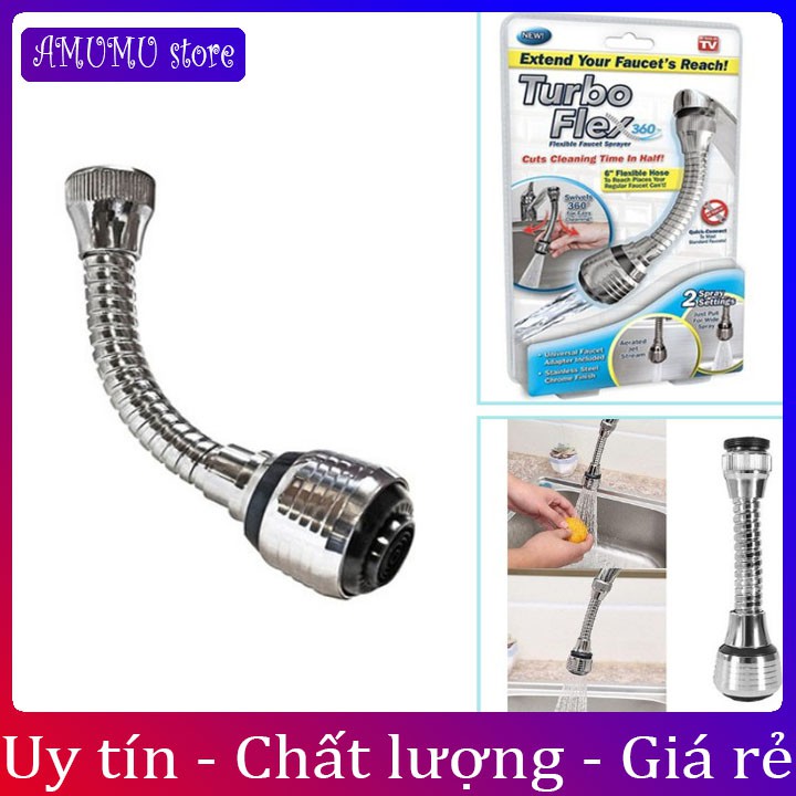 Đầu nối vòi rửa bát Turbo Flex 360 độ tiện dụng