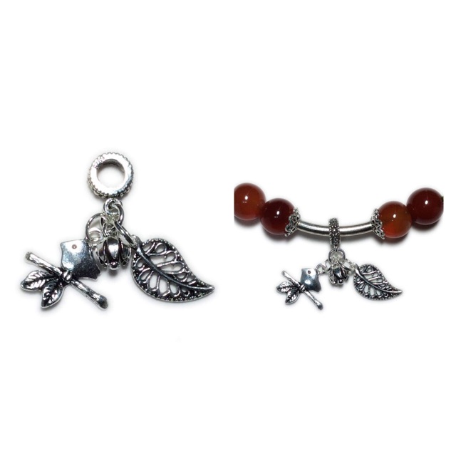 Charm bạc ống treo lá
