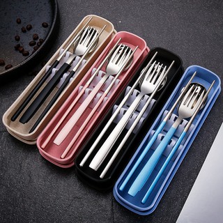 Bộ Thìa Đũa Dĩa Inox Cao Cấp ( Hàng Loại I) - Tặng Kèm Hộp Và Túi Đựng