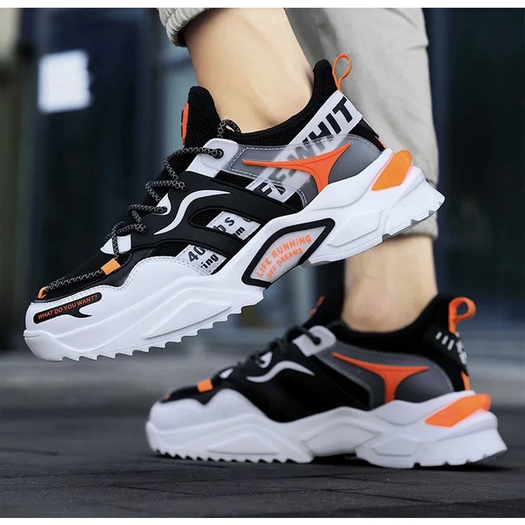 iày Thể Thao Nam Sneaker OEF Dây Viền Đế Cao Su Non Phối Vải Thoáng Khí Kiểu Dáng Thời Trang