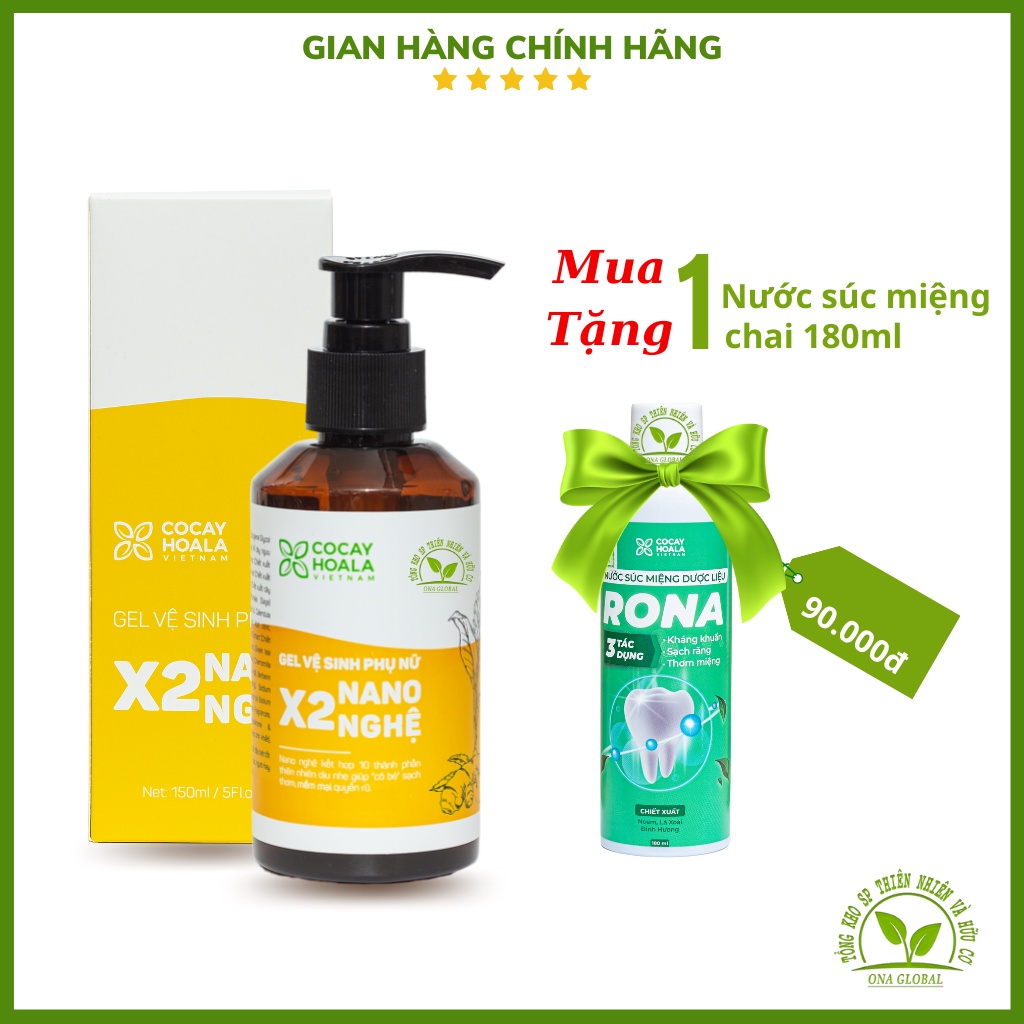 Dung Dịch Vệ Sinh Phụ Nữ Cocayhoala Hồng Mịn Se Khít Hết Ngứa Loại Bỏ Mùi Hôi Gel X2 Nano Nghệ Cỏ Cây Hoa Lá 150 ml