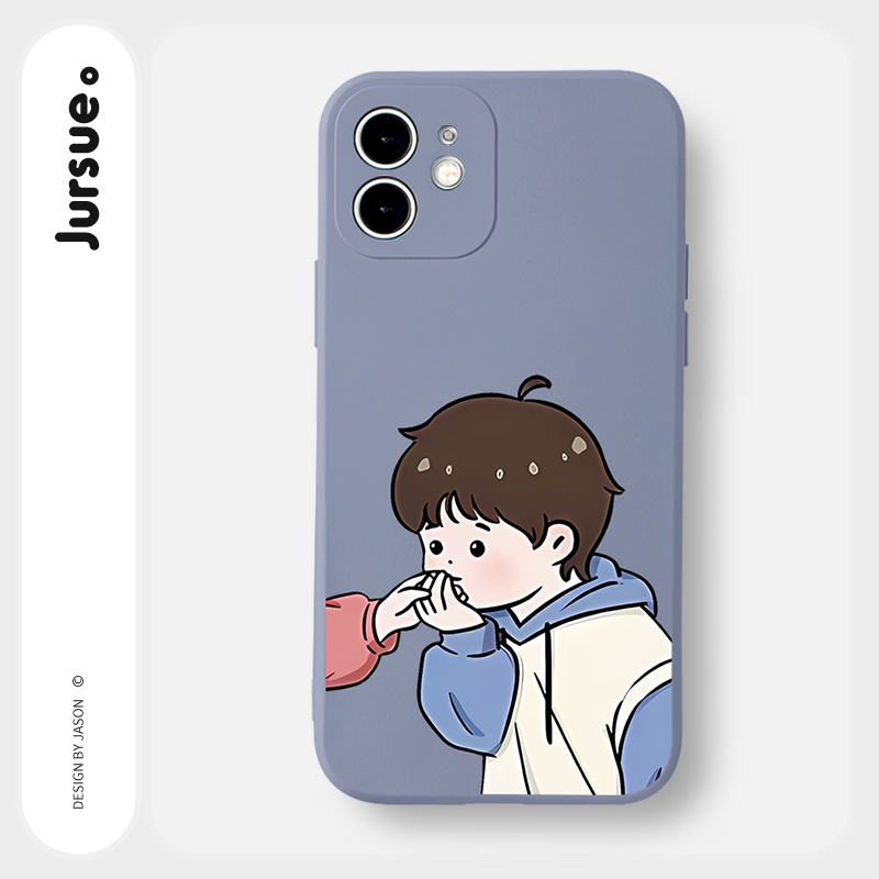 Ốp lưng JURSUE hoạt hình cặp đôi dễ thương đẹp Cho iPhone 14 13 12 11 Pro Max SE 2020 X XR XS 8 7 ip 6S 6 Plus kute Y2361