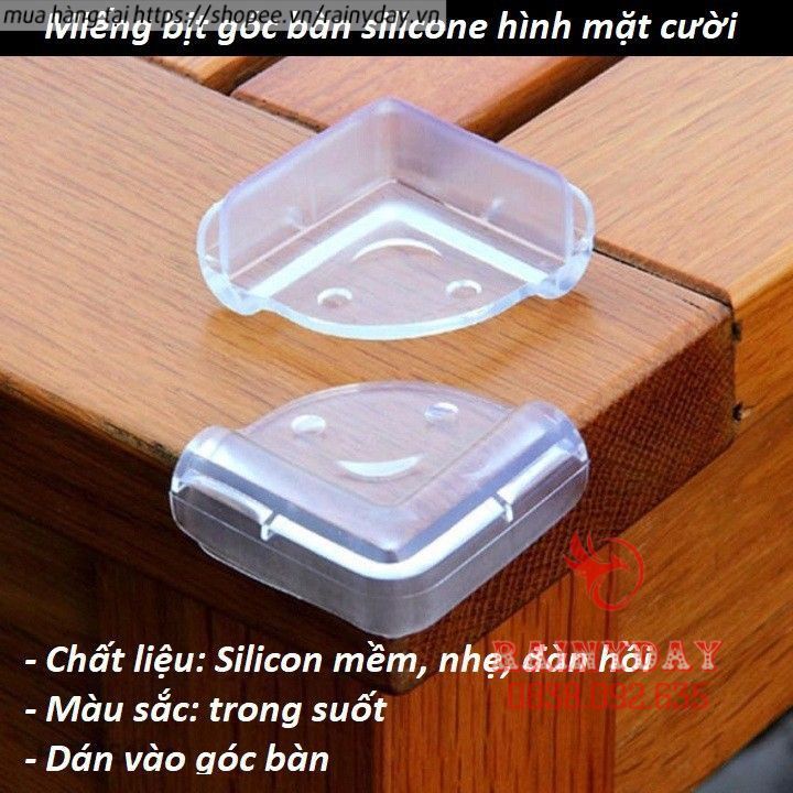 Bộ 4 miếng bọc bịt góc cạnh bàn kính ghế silicon chống va đập bảo vệ an toàn cho bé trong suốt