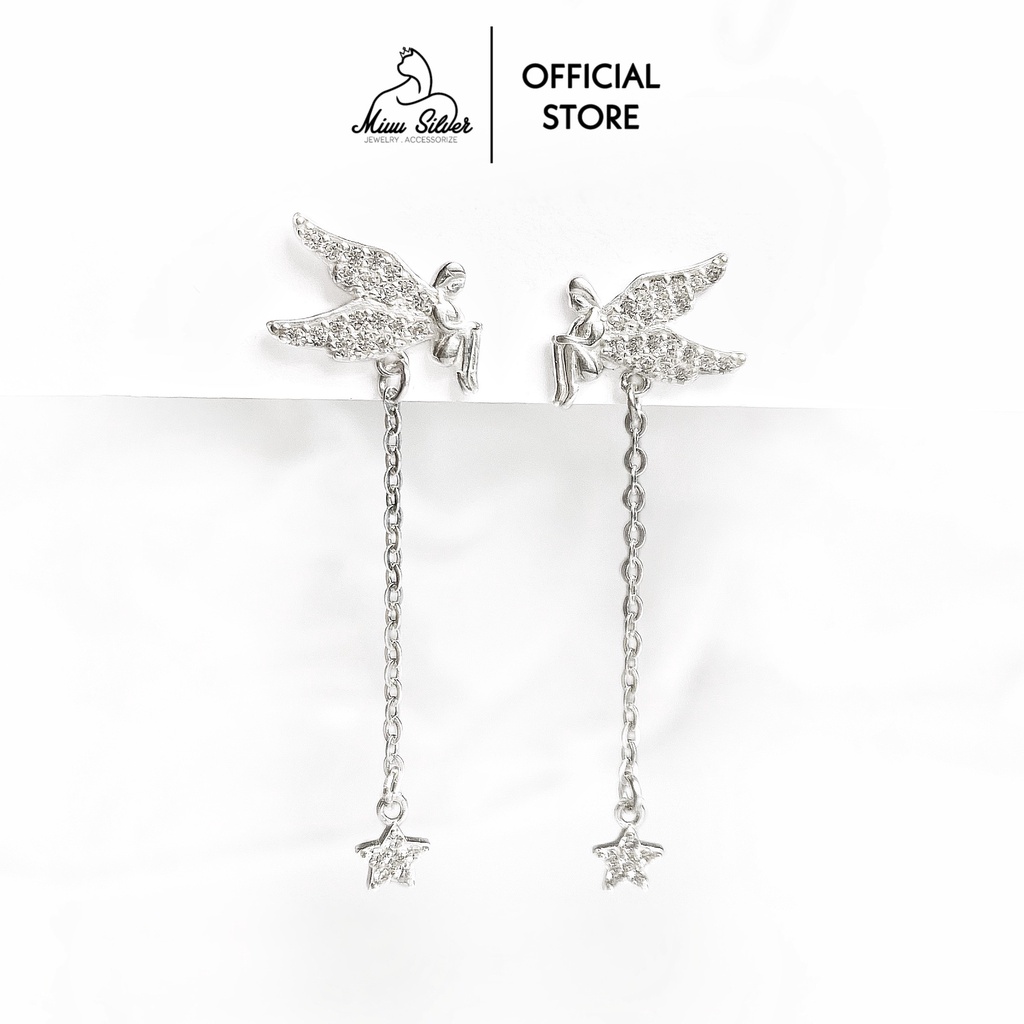 Bông tai nữ bạc 925 dáng dài thiên thần Miuu Silver