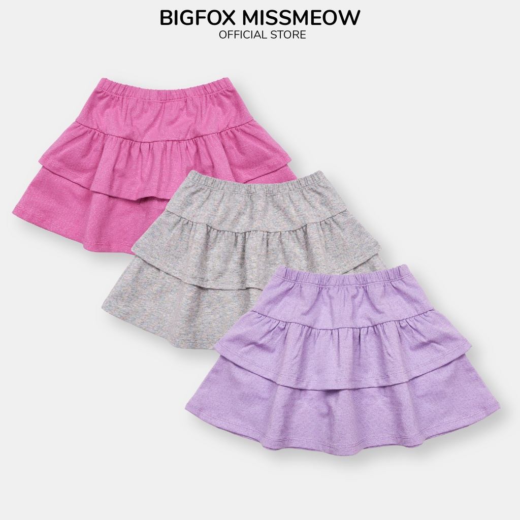 Chân váy cotton 2 lớp cho bé gái size đại Bigfox Miss Meow dáng chữ A size trẻ em 3-11 tuổi