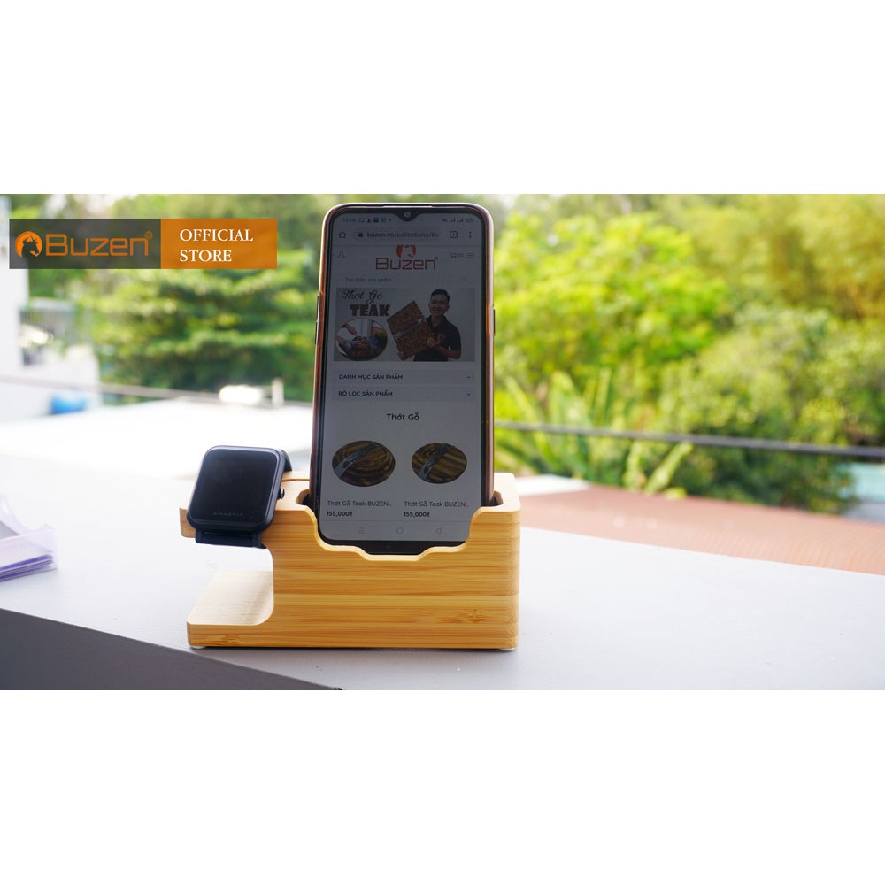 Dock sạc để bàn bằng gỗ tre dùng cho IPtáo watch