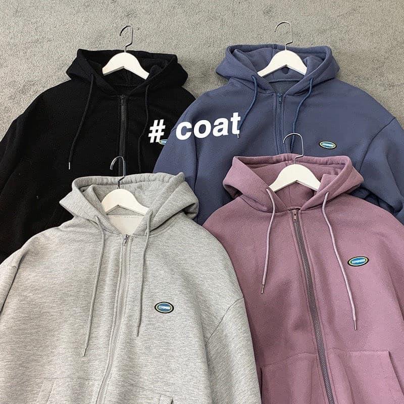 Áo khoác Hoodie nam nữ Unisex màu tím đen ghi xanh dài tay có mũ basic khoá kéo chất nỉ bông phom rộng Hàn Quốc | BigBuy360 - bigbuy360.vn