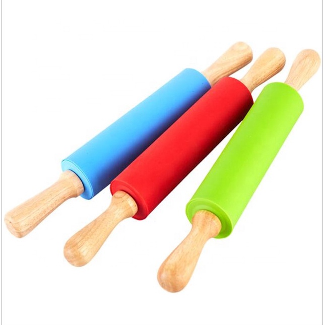 Cây Lăn Bột Làm Bánh Bằng Silicone Tay Gỗ Chiều Dài 38cm Thyna Shop