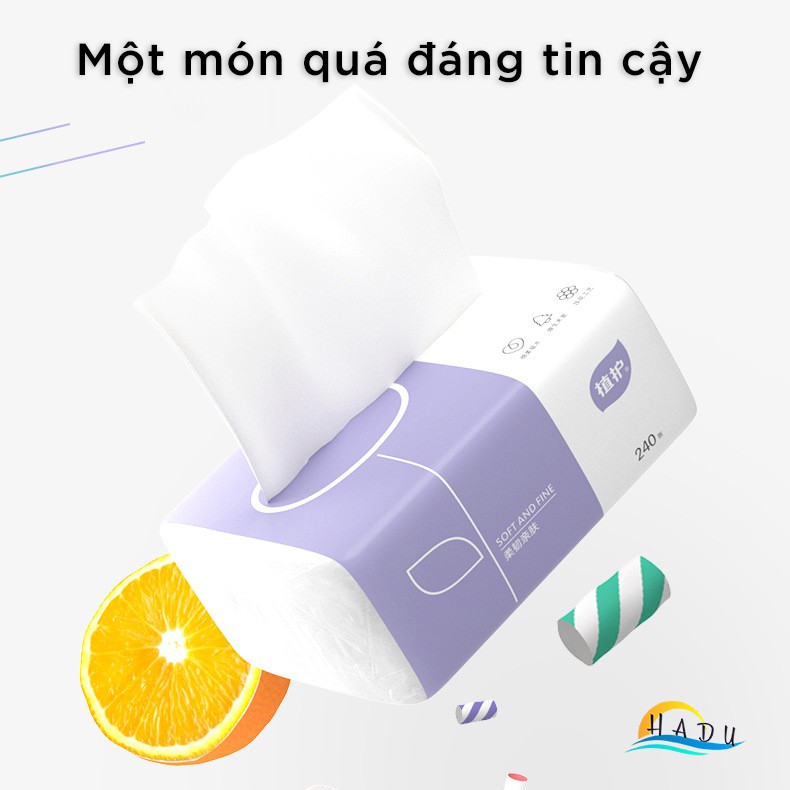 Giấy ăn vuông cao cấp bốn lớp chất liệu gỗ nguyên chất an toàn cho da dập nổi làm sạch hiệu quả Hadu