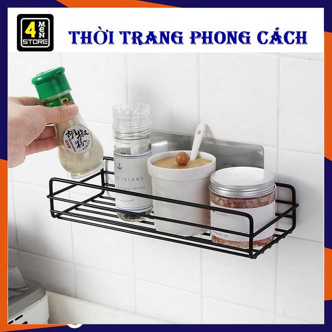 Kệ dán tường bằng thép không rỉ hình chữ nhật siêu chắc trong nhà bếp nhà tắm