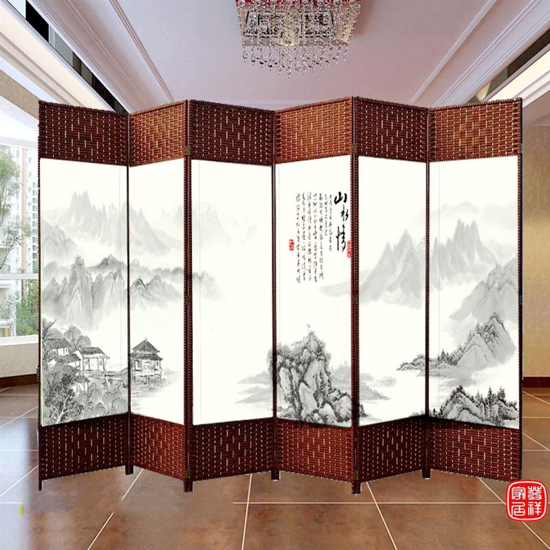 Bình phong gấp màn phòng khách đơn giản hiện đại văn Trung Quốc sức khỏe gỗ rắn vách ngăn di động hiên <