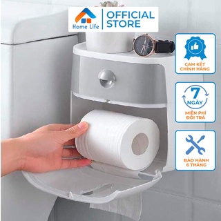 Hộp đựng giấy vệ sinh Ecoco 2 tầng dán tường nhà tắm - kệ toilet cao cấp có khay đựng đồ dùng cá nhân