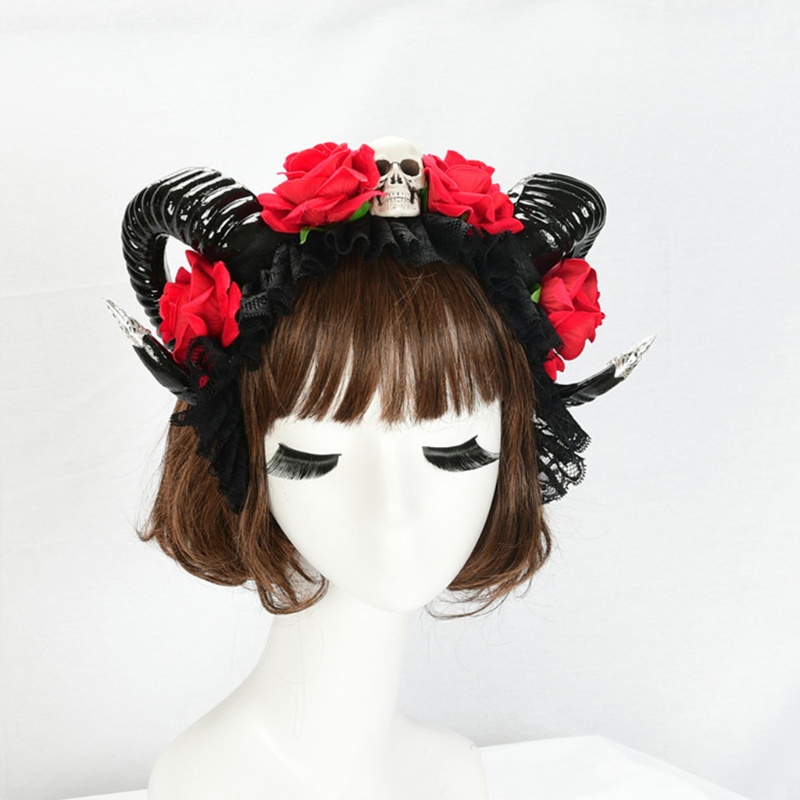 Băng Đô Cài Tóc Hình Sừng Kì Lân Phối Hoa Độc Đáo