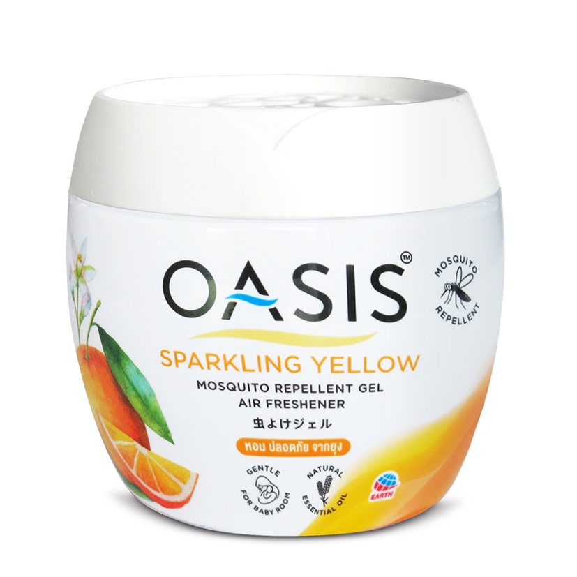 Sáp thơm đuổi muỗi OASIS Hương Cam 180gr chất lượng Thái Lan cao cấp mosquito repellent gel sparkling yellow