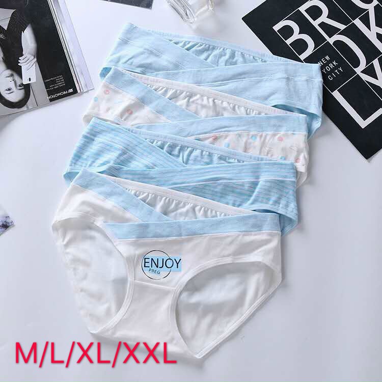 Túi 4 Quần lót cho bà bầu cạp chéo cotton cao cấp xuất nhật mặc sau sinh co giãn kháng khuẩn QUANBAU01