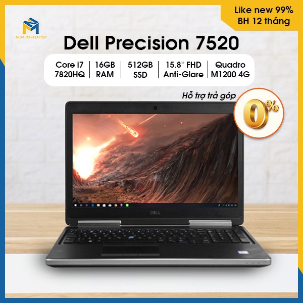 Laptop Dell Precision 7520 i7 7820HQ | Ram 16GB | SSD 512GB | Nvidia M1200 | 15.6" Full HD| Like new