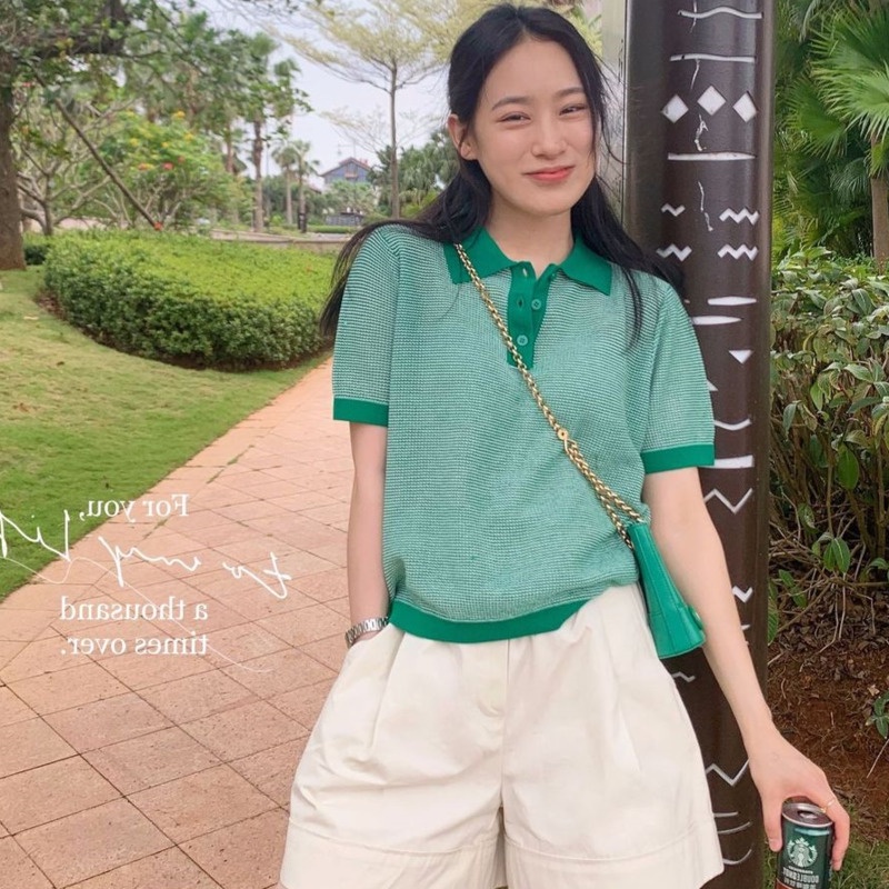 Áo polo Pure Cube tay ngắn dáng rộng thoáng khí thoải mái dành cho nữ