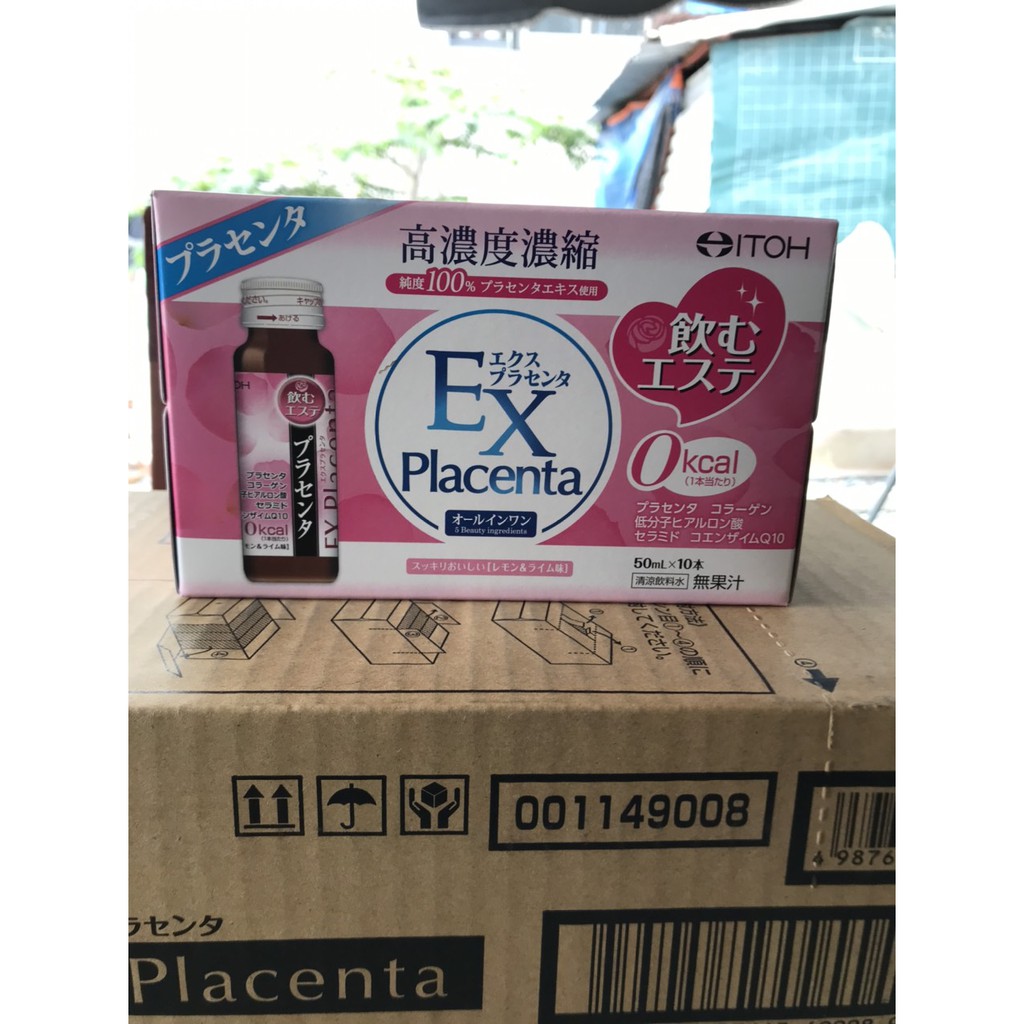 nước uống dưỡng làn da mịn màng bổ sung Collagen EX Placenta 1 hộp 10 lọ x 50ml Số 1 Nhật bản