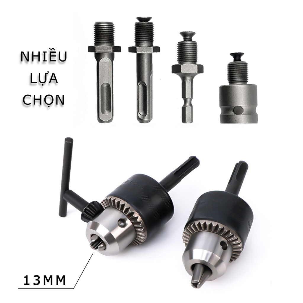 Đầu kẹp măng ranh, đầu chuyển đổi bulong sang khoan bắt vít đầu cặp 13mm kèm đầu chuyển và khóa mở