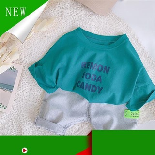 (Hàng Mới Về) Áo Thun Cotton Tay Ngắn Dáng Rộng Kiểu Hàn Quốc Xinh Xắn Dành Cho Bé