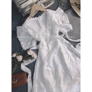 Đầm maxi ren kem dáng dài