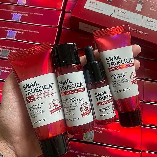 [Set 4 Items]Bộ Kit dưỡng phục hồi da, cải thiện sẹo lõm Some By Mi Snail Truecica Miracle Repair Starter Kit