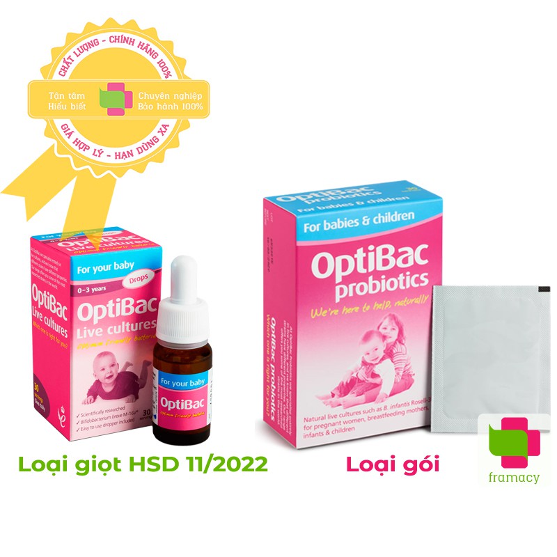 Men vi sinh hồng Optibac Probiotics For Baby & Children, Anh (30 gói/10ml) hỗ trợ tiêu hóa cho bé
