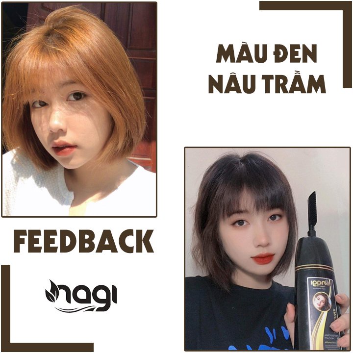 Dầu gội nhuộm tóc thảo dược màu Đen Nâu Trầm Nagi DARK BROWN 04 chiết xuất từ thiên nhiên chai 400ml