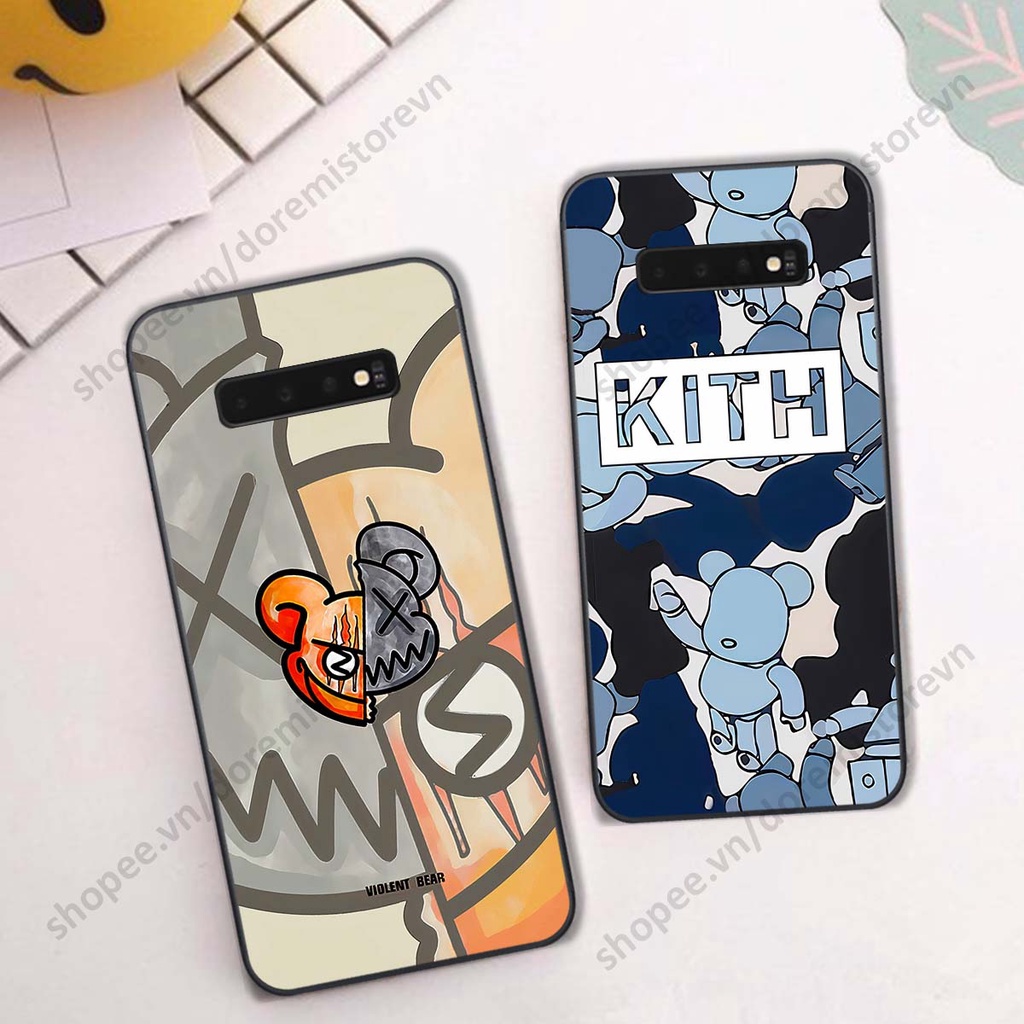 Ốp lưng Samsung S10 / S10 5G / S10 Plus / S10+ hình kaws, kith, bear brick nổi 3D phong cách độc đáo