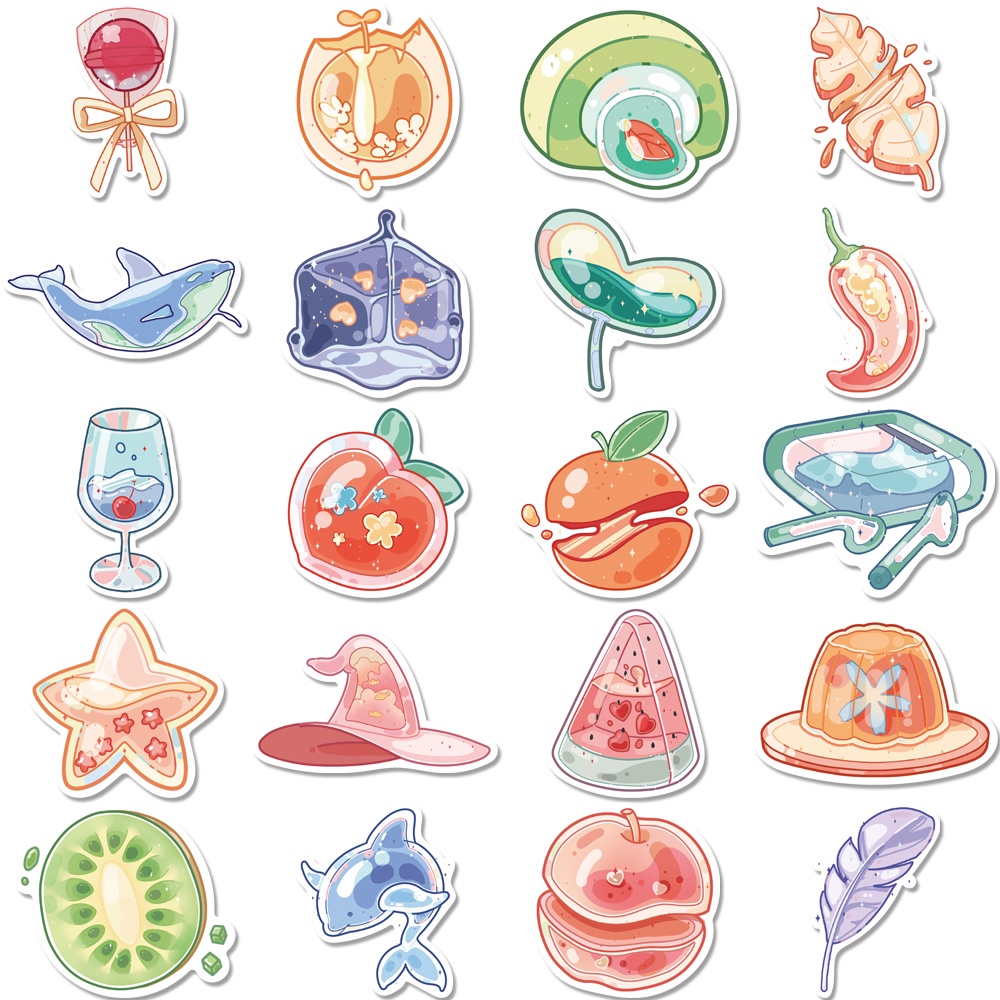 Set 40 Miếng Dán Kính Nhỏ Nhắn Chống Thấm Nước Trang Trí Sổ Tay