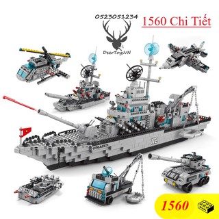 Đồ Chơi Xếp Hình LẮP GHÉP TÀU Chiến Hạm 1560 Mảnh, Lắp Ráp Tàu Chiến - Tàu Dài 75 cm