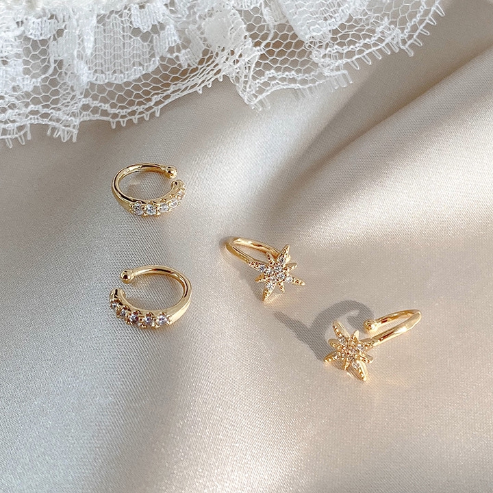 Khuyên Kẹp Sụn Tai Không Xỏ Lỗ Hình Ngôi Sao Đơn Giản