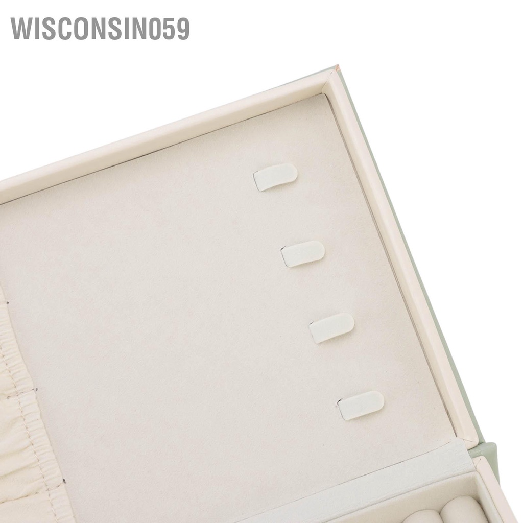 Wisconsin059 Hộp đựng đồ trang sức bằng da Dung lượng lớn Di động cho vòng cổ bông tai