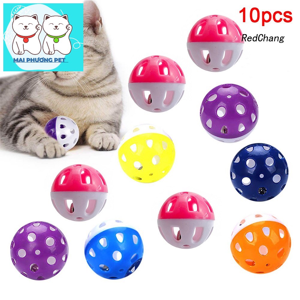 Đồ chơi bóng cho mèo lục lạc dễ thương | Banh nhựa mini cho mèo chơi xả stress, tăng cường vận động