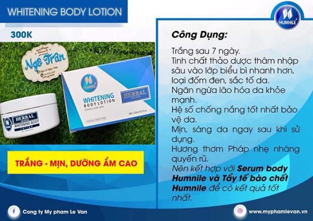 Kem trắng da body lotion